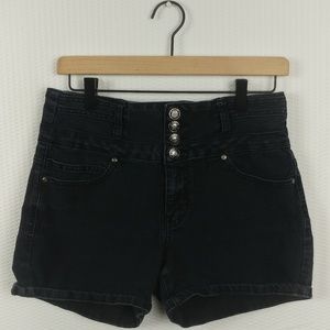 Silver Crush Black Jean High Waisted Shorts